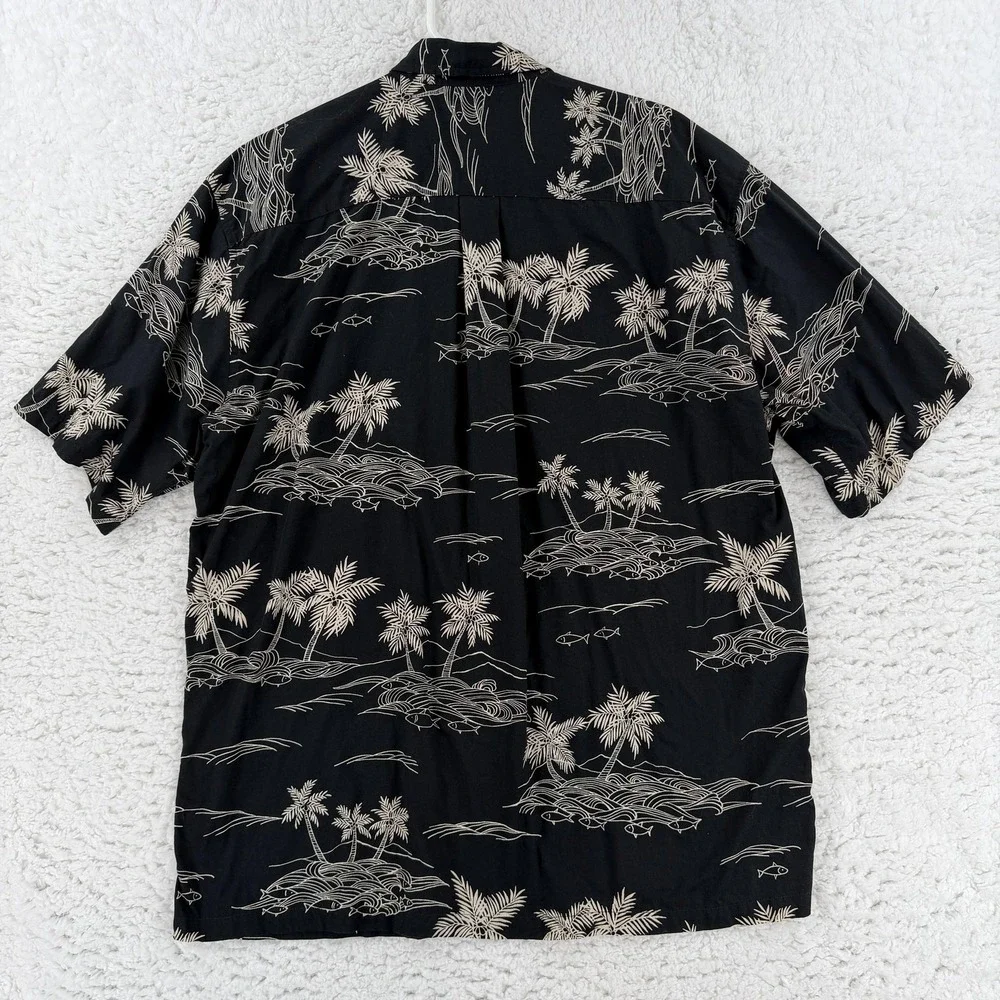 Cooke Street Shirt Mens XL Black Palm Tree Fish Short Sleeve Hawaiian‎ Aloha